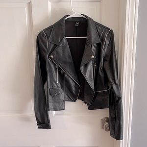 Faux leather jacket with zipper details